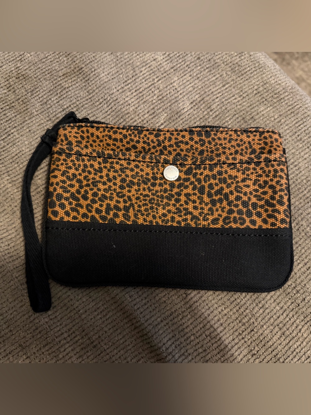 Lands' End Black and Tan Zip Wristlet